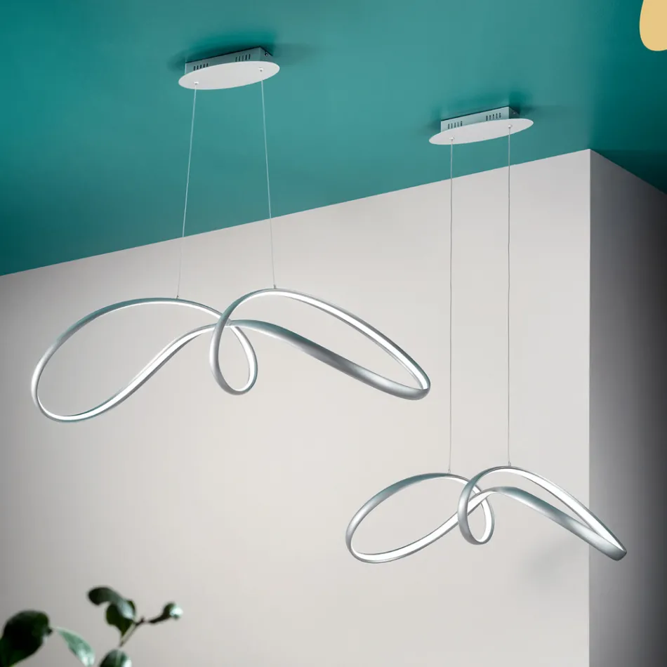 Led hanglamp in zilver metaal, 2 maten modern design - Lumino Viadurini