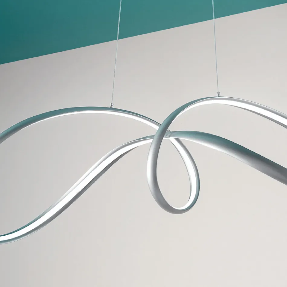 Led hanglamp in zilver metaal, 2 maten modern design - Lumino Viadurini