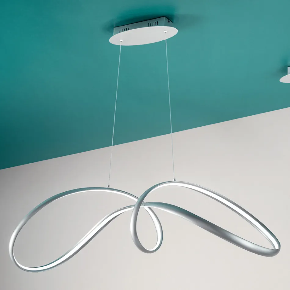 Led hanglamp in zilver metaal, 2 maten modern design - Lumino Viadurini