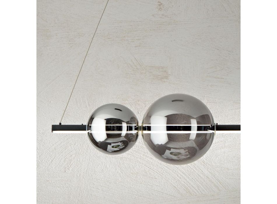 LED-hanglamp in wit, zwart of goudkleurig metaal en glas - Snidget Viadurini