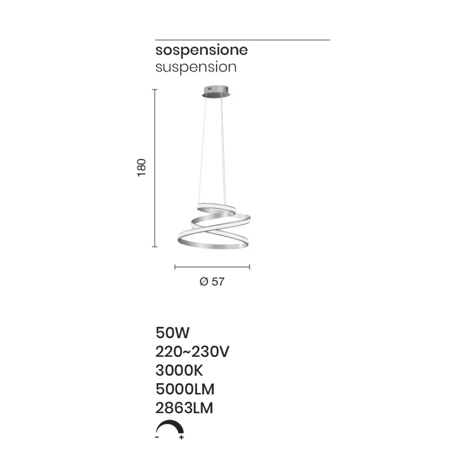 LED-hanglamp in wit of zilver gelakt metaal - Rivolta Viadurini