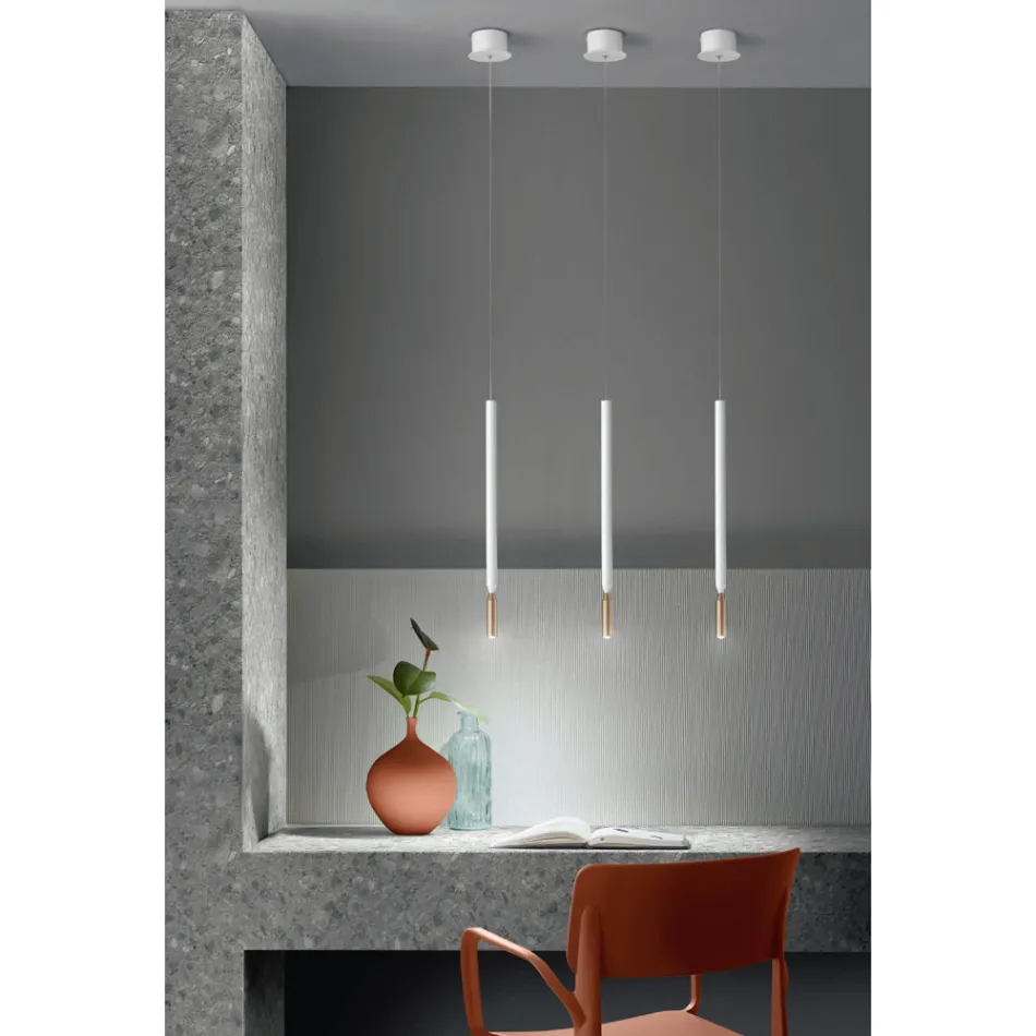 Moderne hanglamp met LED-licht in geverfd metaal - Lariks Viadurini