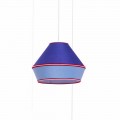 Moderne hanglamp met blauwe katoenen lampenkap Made in Italy - Soja