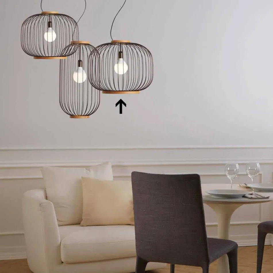 Hedendaagse hanglamp Steel Ø58xh.48xL.cavo100 cm Jana Viadurini