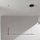 Horizontale hanglamp van metaal en details van kunstleer - Cypress Viadurini