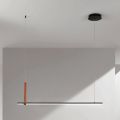 Horizontale hanglamp van metaal en details van kunstleer - Cypress