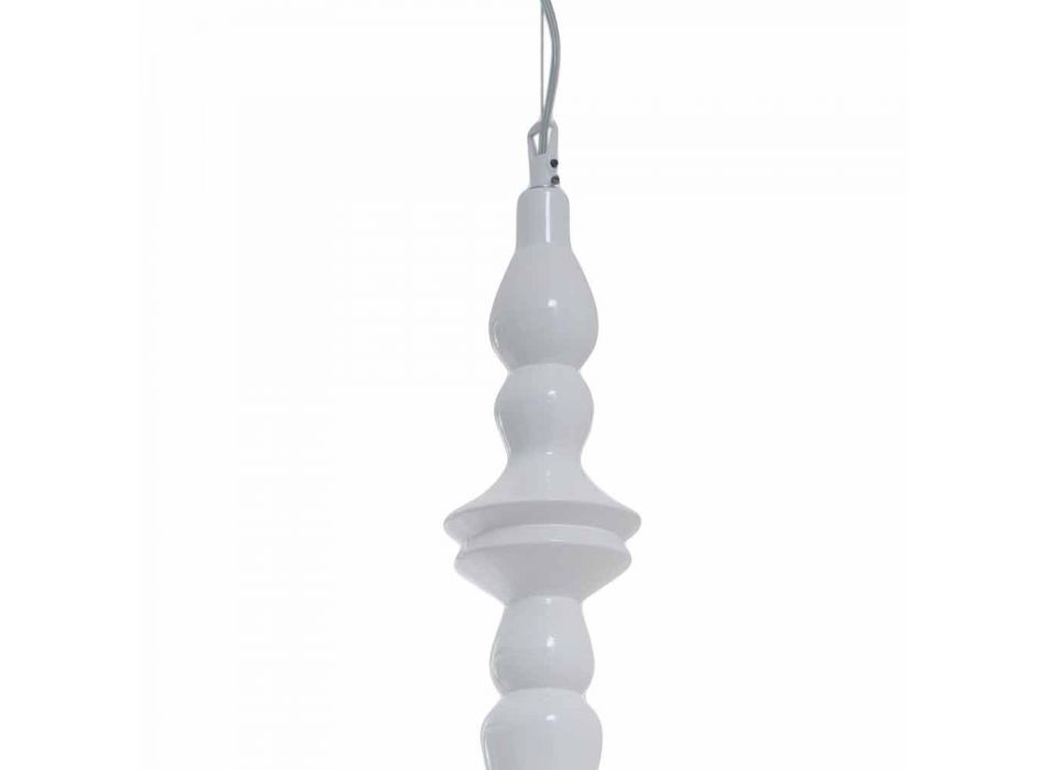 Hangende lampenkap kort in wit glanzend keramiek ontwerp - Cadabra Viadurini