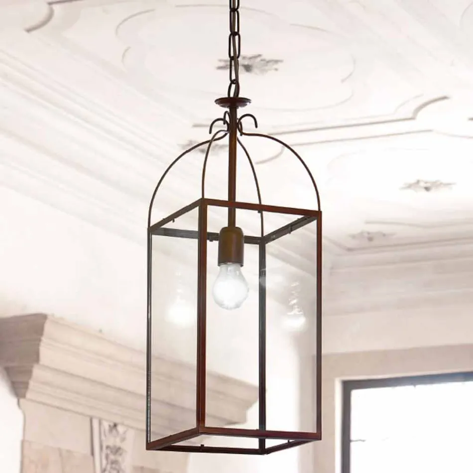 vierkante hanglamp 1 brass licht en vetro Aida Viadurini