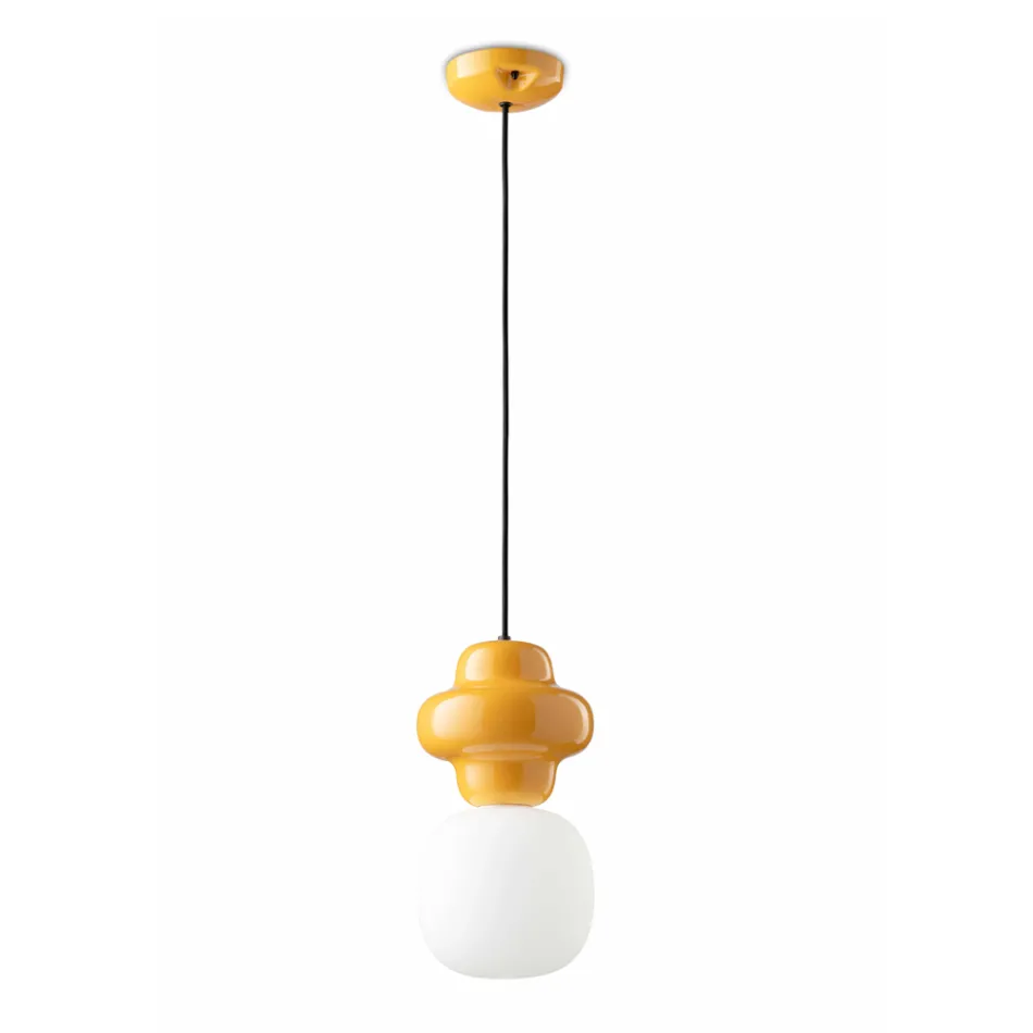 Hanglamp gemaakt van keramiek en glas Made in Italy - Capocabana Viadurini