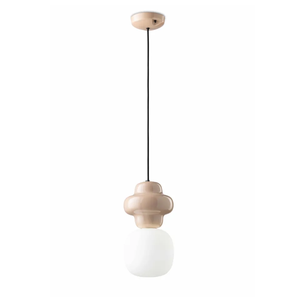 Hanglamp gemaakt van keramiek en glas Made in Italy - Capocabana Viadurini