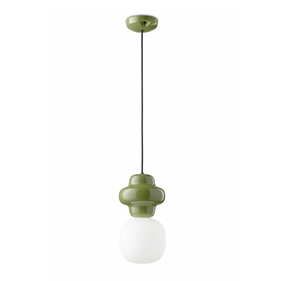 Hanglamp gemaakt van keramiek en glas Made in Italy - Capocabana Viadurini