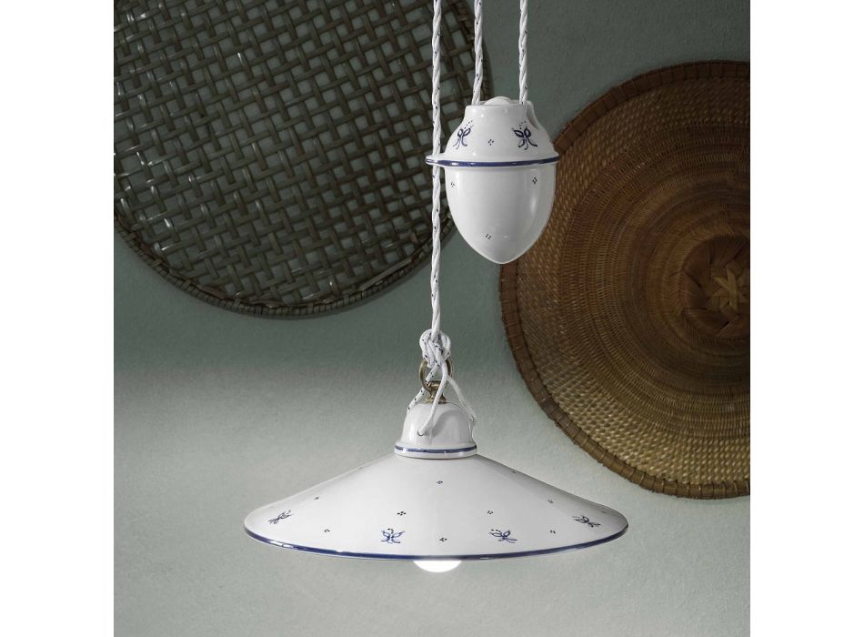 Ups en Down hanglamp in gedecoreerd keramiek 2 maten - Asti Viadurini