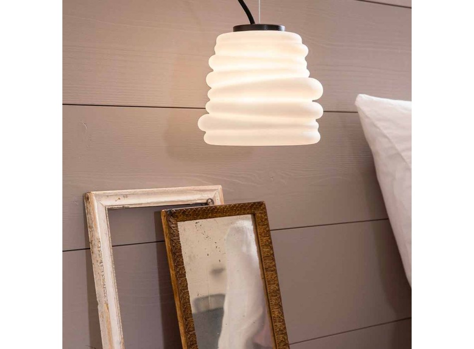 Woonkamer hanglamp in wit satijnglas 3 afmetingen - zacht Viadurini