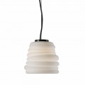 Woonkamer hanglamp in wit satijnglas 3 afmetingen - zacht