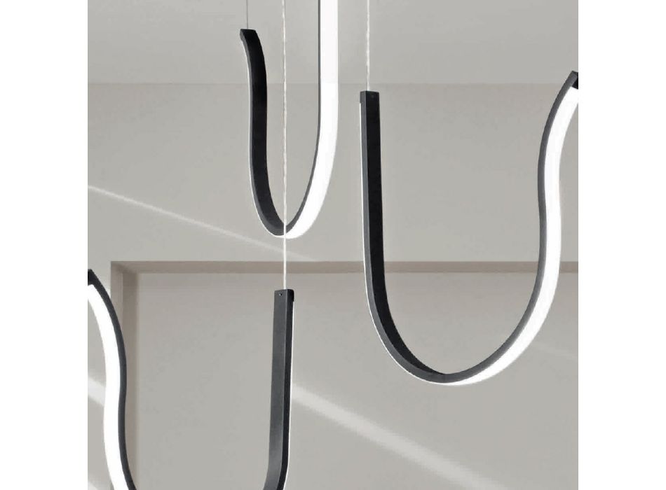 Driedubbele hanglamp met LED-licht in geverfd metaal - Fir Viadurini