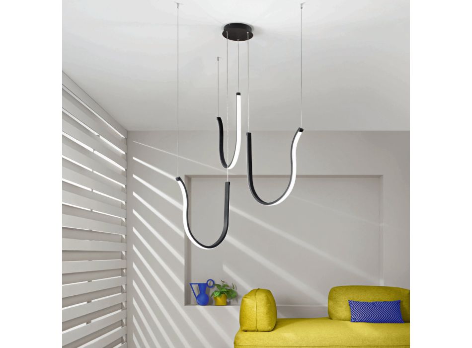 Drievoudige hanglamp met LED-licht in geverfd metaal - dennen Viadurini