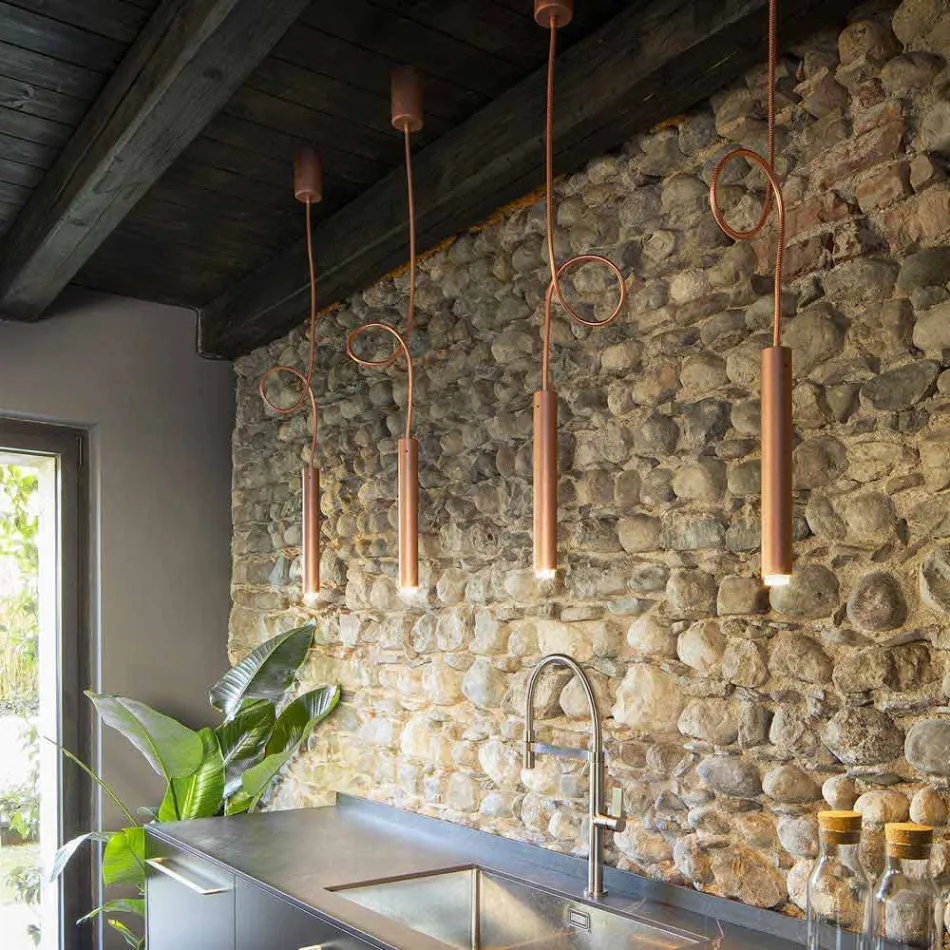 Moderne buisvormige hanglamp met flexibele kabel - Tubò Aldo Bernardi Viadurini