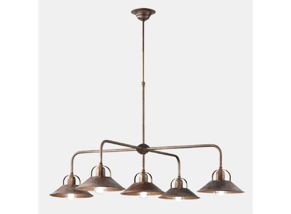 Vintage design hanglamp met 5 lampen in messing - Cascina van Il Fanale Viadurini