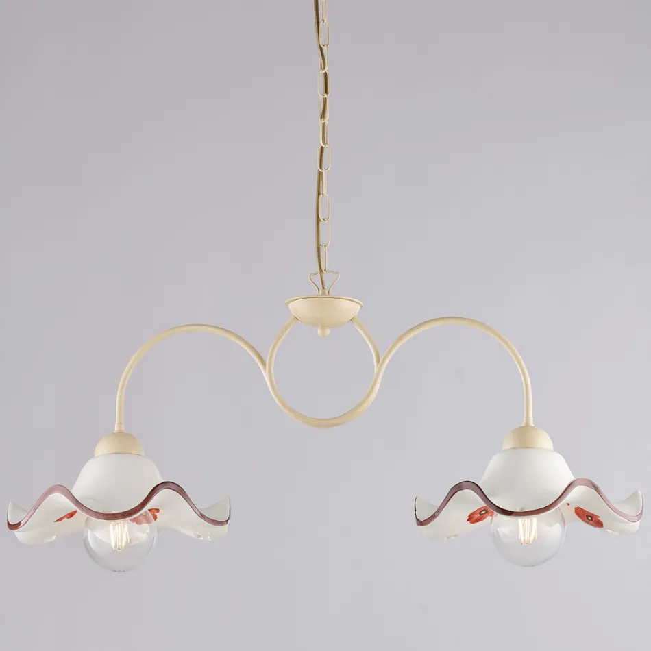 Handgemaakte lamp van glas en metaal, gemaakt in Italië, voor woonkamer en slaapkamer - Merope Viadurini