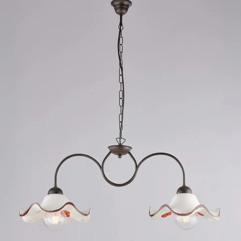 Handgemaakte lamp van glas en metaal, gemaakt in Italië, voor woonkamer en slaapkamer - Merope Viadurini