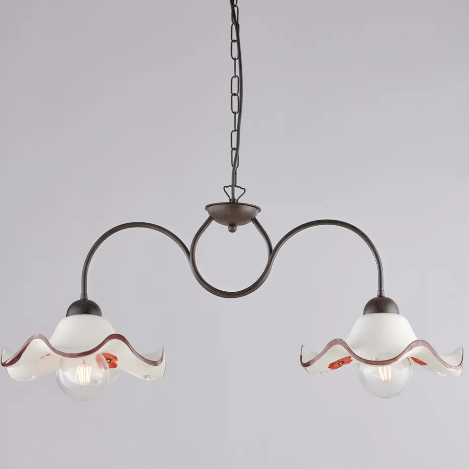 Handgemaakte lamp van glas en metaal, gemaakt in Italië, voor woonkamer en slaapkamer - Merope Viadurini