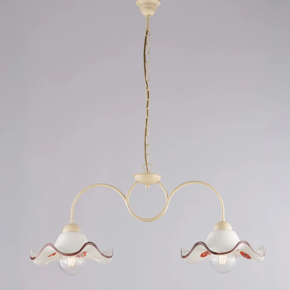 Handgemaakte lamp van glas en metaal, gemaakt in Italië, voor woonkamer en slaapkamer - Merope Viadurini