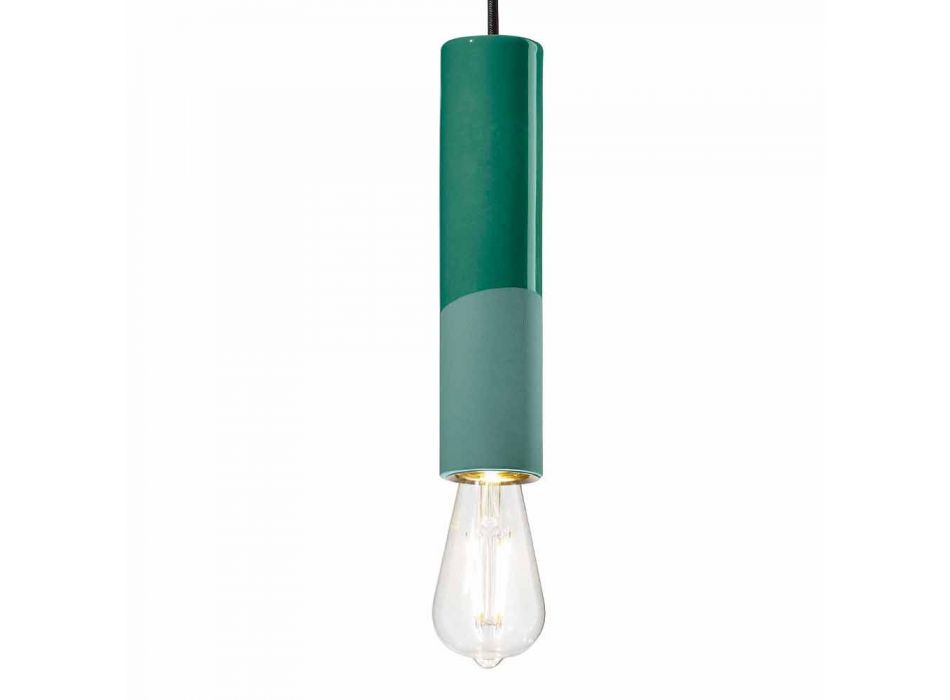 Cilindrische hanglamp gekleurd keramiek gemaakt in Italië - Ferroluce Pi Viadurini