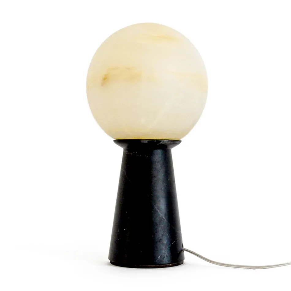 Conische lamp met witte bol en marmeren voet Made in Italy - Tobio Viadurini