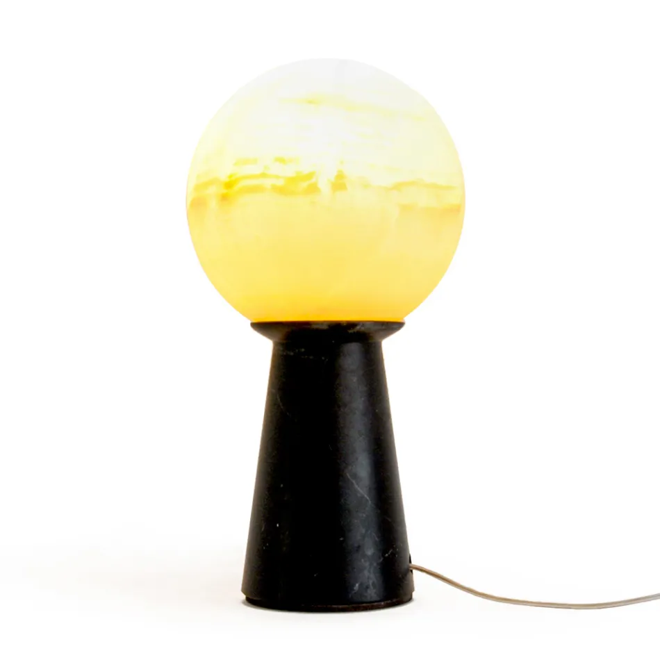 Conische lamp met witte bol en marmeren voet Made in Italy - Tobio Viadurini