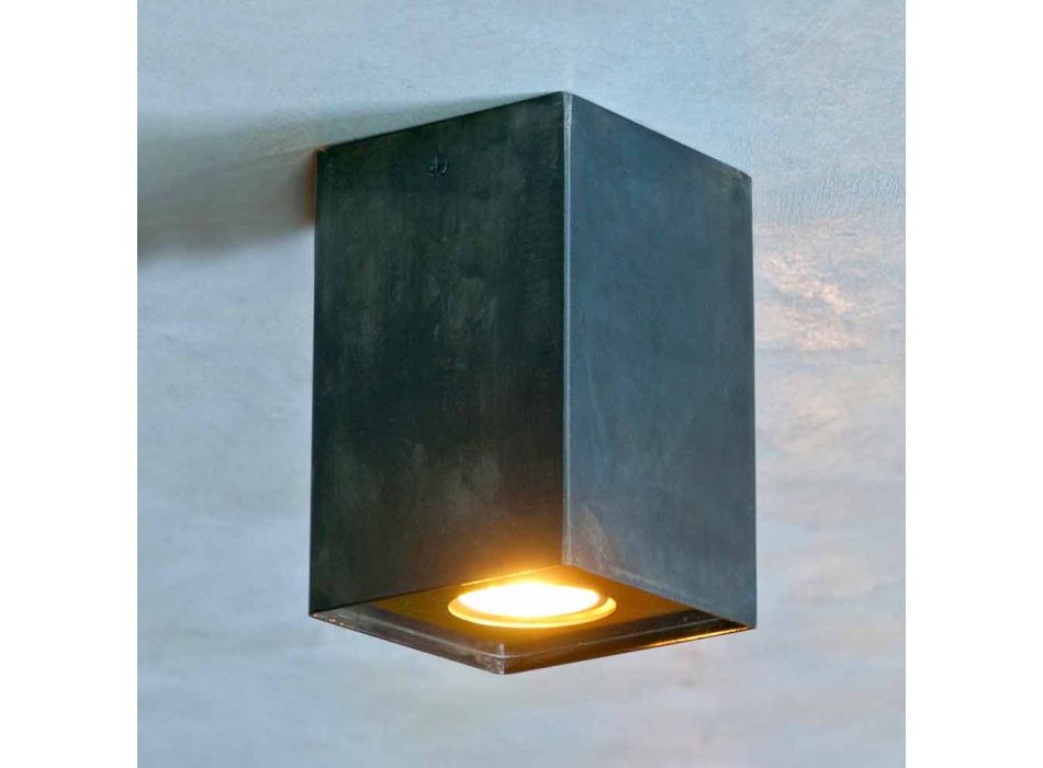 Kubieke lamp in zwart ijzer met matte lassen Made in Italy - Cubino Viadurini