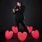 Gekleurde Slide Love tafellamp hart gemaakt in Italië Viadurini