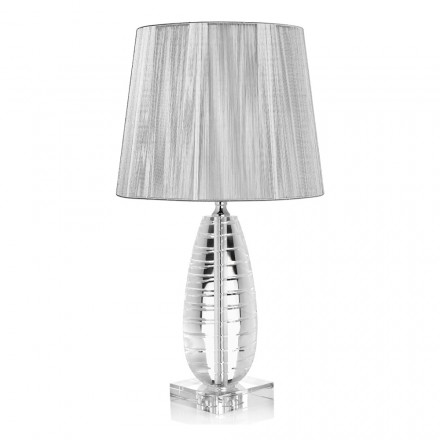 Klassieke kristallen tafellamp en luxe vierkante lampenkap - Squilla Viadurini