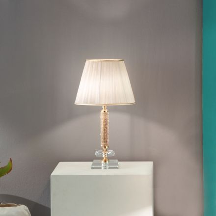 Klassieke steunlamp in goud metaal, kristal en lampenkap - Similo Viadurini