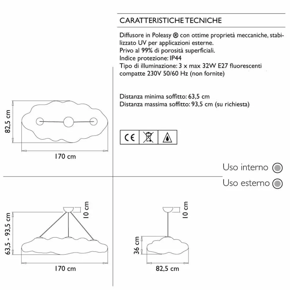 Design hanglamp voor buiten in polyethyleen - Nefos van Myyour Viadurini
