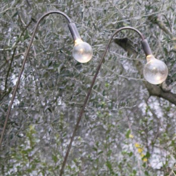 Artisanale buitenlamp van ijzer en decoratief glas gemaakt in Italië - Beba