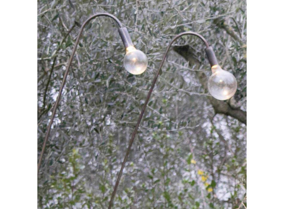 Artisanale buitenlamp van ijzer en decoratief glas gemaakt in Italië - Beba