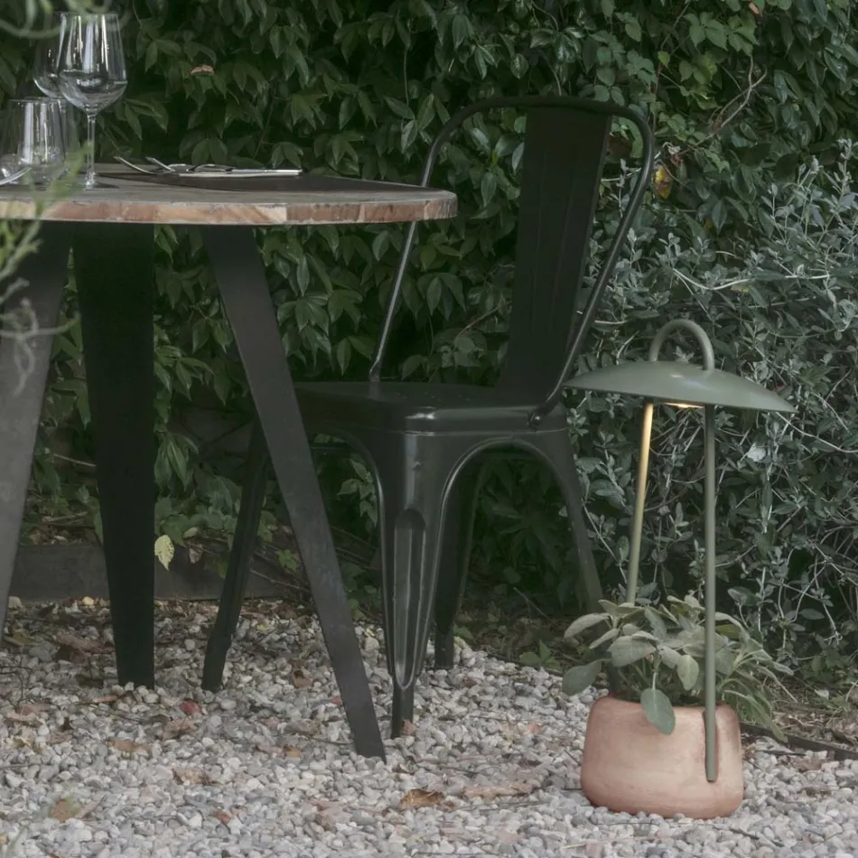 Buitenlamp met plantenbak in klei, aluminium en messing - Cappello Viadurini