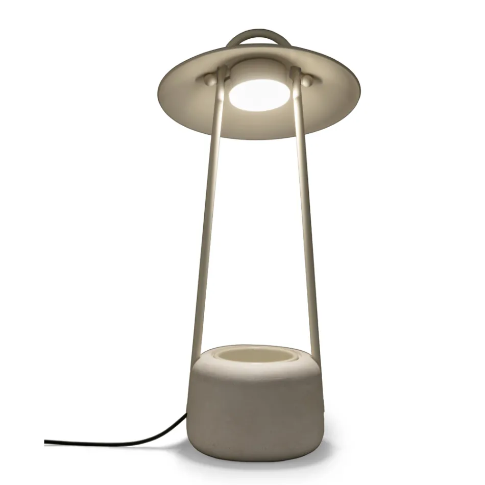Buitenlamp met plantenbak in klei, aluminium en messing - Cappello Viadurini
