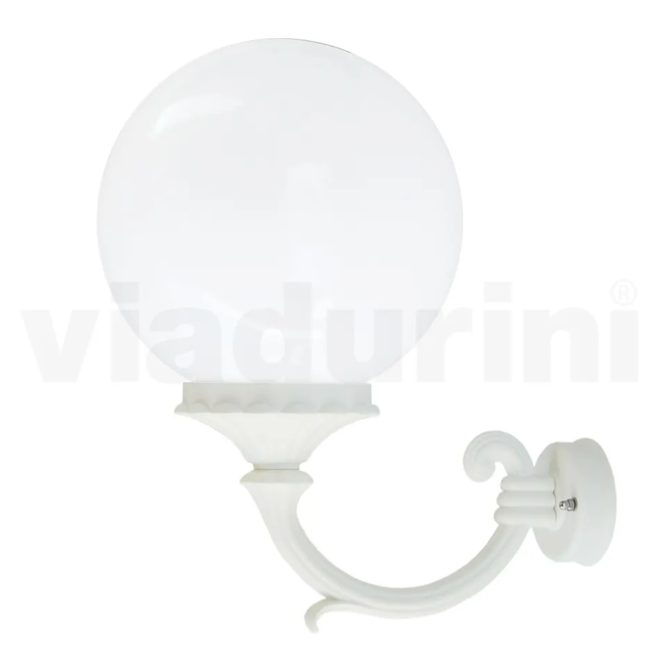 Buitenlamp in wit aluminium met opaal acryl bol - Trovabianco Viadurini