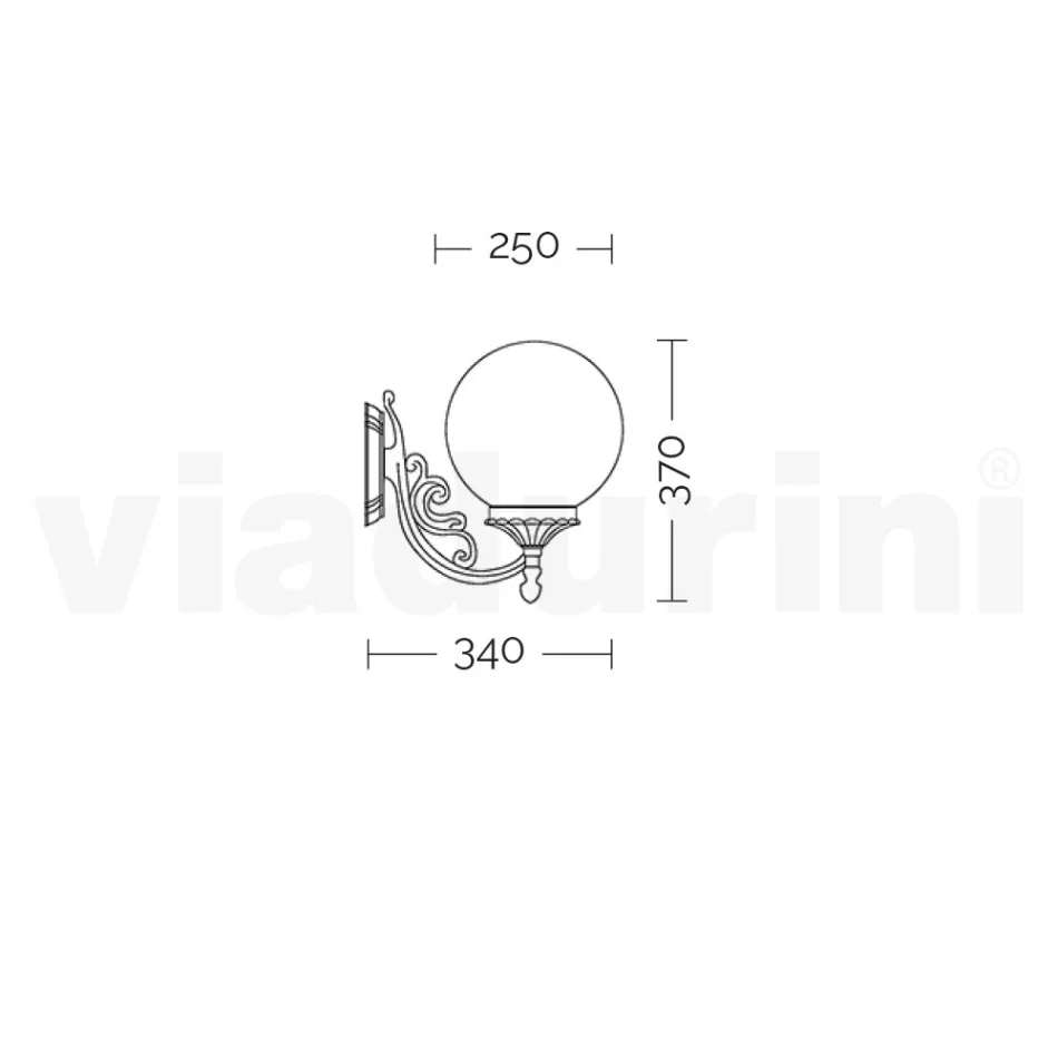 Buitenlamp in aluminium met opaal acryl bol - Trovaantraciet Viadurini