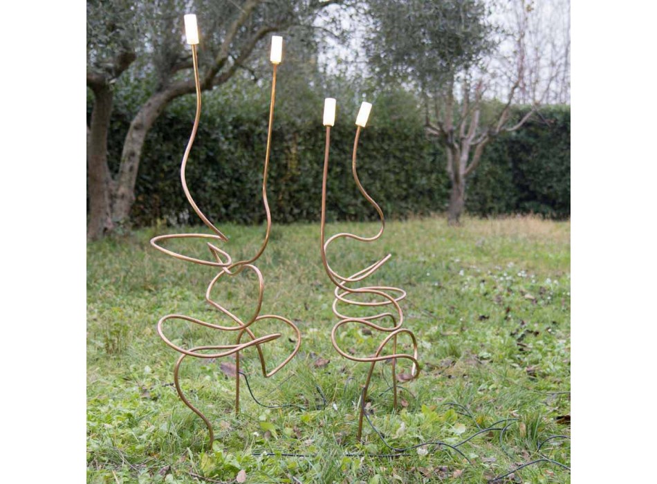 Buitenlamp in natuurlijk koper met decoratief glas Made in Italy - Fusillo Viadurini