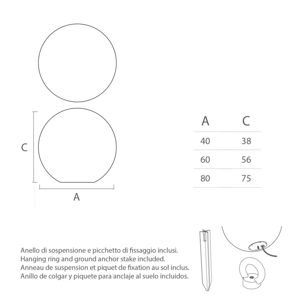 Bolvormige buitenlamp in wit polyethyleen Made in Italy - Nelida Viadurini