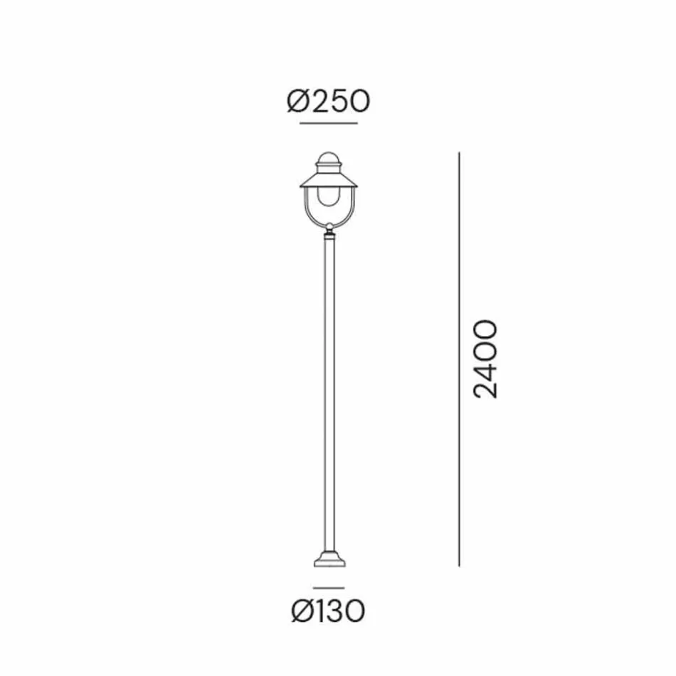 Tuinlamp Lantaarnpaal Vintage Messing en Koper 3 Maten - Borgo by Il Fanale Viadurini