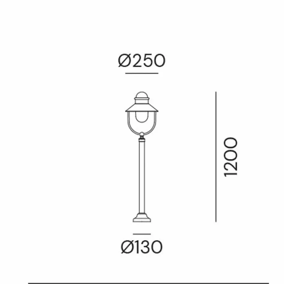 Tuinlamp Lantaarnpaal Vintage Messing en Koper 3 Maten - Borgo by Il Fanale Viadurini