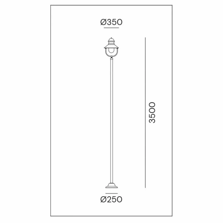 Tuinlamp Lantaarnpaal Vintage Messing en Koper 3 Maten - Borgo by Il Fanale Viadurini