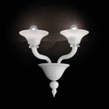 Wandlamp met 2 lampjes van handgemaakt Venetië-glas - Ismail Viadurini