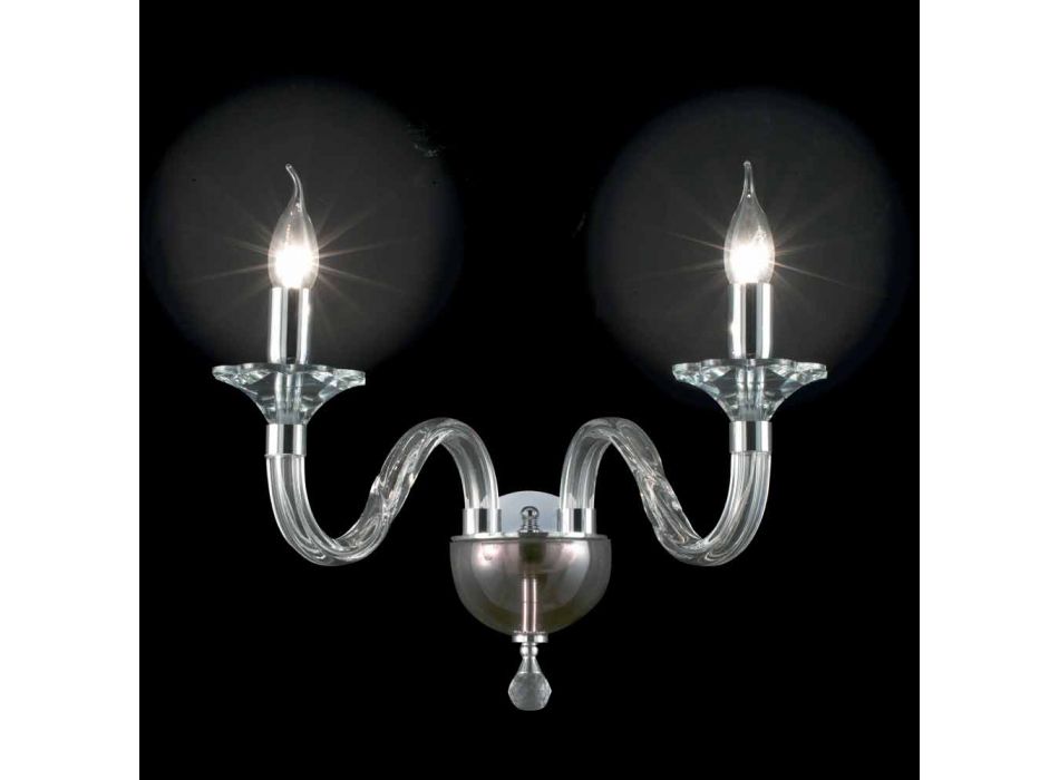 Wandlamp in twee glazen lampen en cristallo Ivy, made in Italy Viadurini