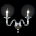 Wandlamp in twee glazen lampen en cristallo Ivy, made in Italy
