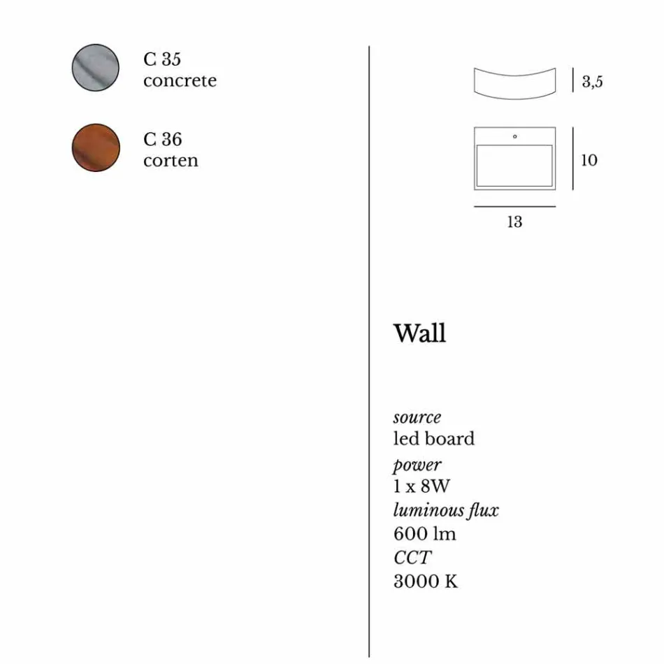 Lamp modern design stalen wand Ø13xh.3,5xsp.10 cm Osea Viadurini