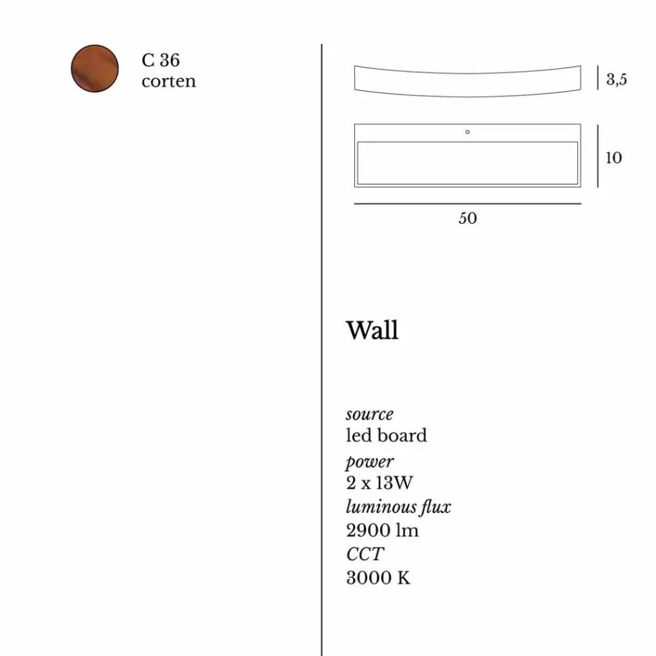 Lamp modern design stalen wand Ø50xh.3,5xsp.10 cm Eldora Viadurini